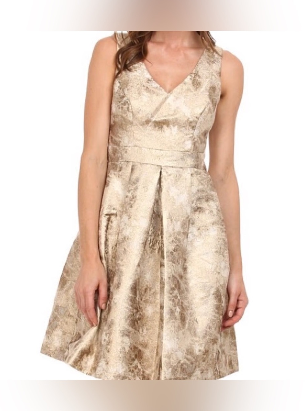 Jessica Simpson 10th Anniversary Shimmery Metallic Gold Cocktail Dress 2